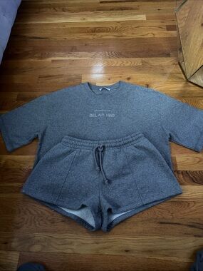 Zara Gray Heather Cozy Sweatshirt + Shorts Set